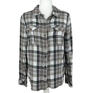 Converse Women’s Gray Tartan Plaid Flannel Button Down Western Shirt Large/C38
